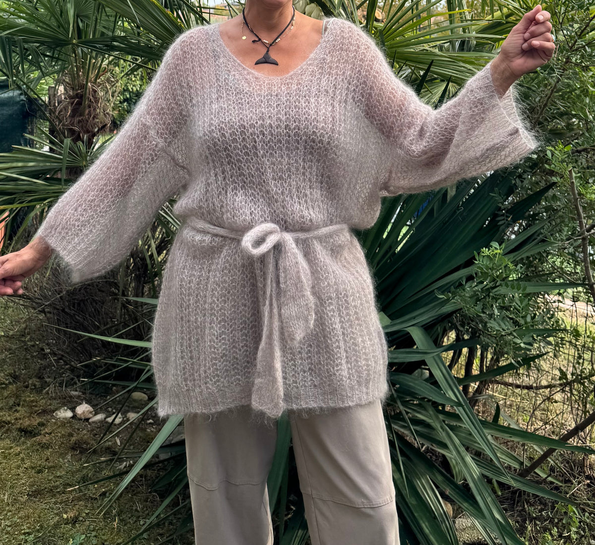 Maxi Maglione Mohair con Cintura