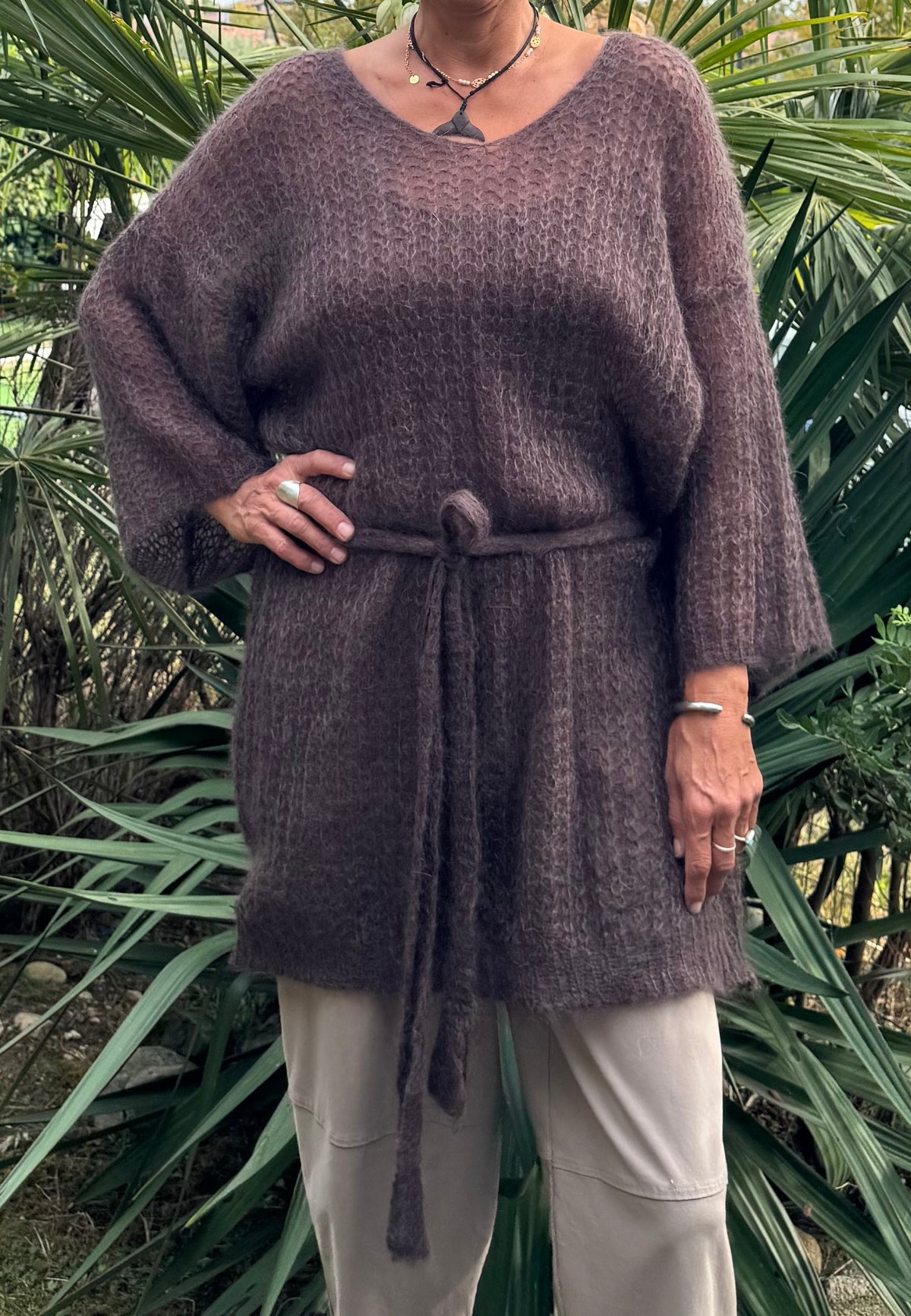 Maxi Maglione Mohair con Cintura