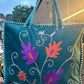 Tote Bag in Velluto Ottanio con Ricami