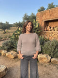 Maglione maniche 3/4 in soffice mohair con cucitura a vista