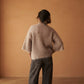 Maglione maniche 3/4 in soffice mohair con cucitura a vista