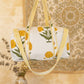 Borsa Trapuntata in Cotone Indiano con Fiori Gialli