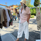 Camicia lunga Lino con maniche corte sfrangiate