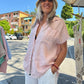 Camicia lunga Lino con maniche corte sfrangiate