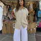Camicia lunga Lino con maniche corte sfrangiate