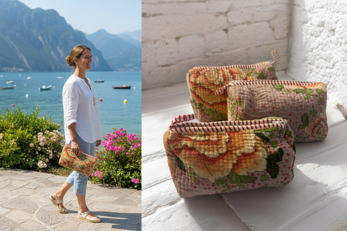 Pochette grande in cotone trapuntato