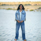 Giacca in Denim con ricamo Mexican Style con frange e bocchette