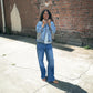 Giacca in Denim con ricamo Mexican Style con frange e bocchette