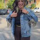 Giacca in Denim con ricamo Mexican Style con frange e bocchette